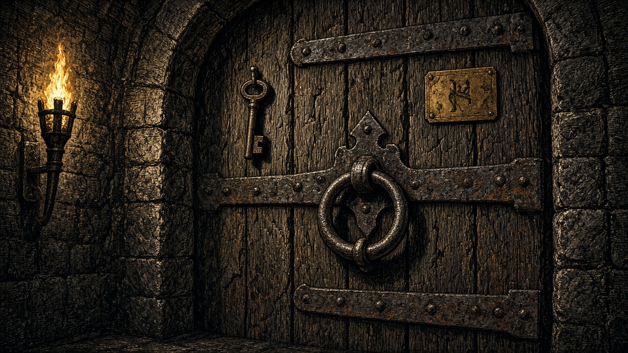 Iron-bound dungeon door